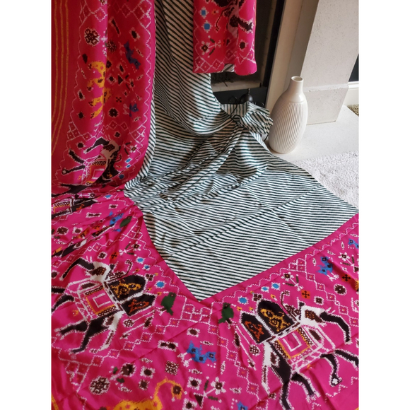 Unbranded Dresses & Skirts - Woman Designer Printed Patola Saree Cocktail Party Festive